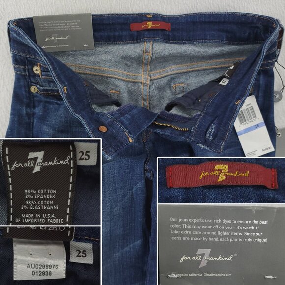 7 For All Mankind Jeans Jiselle Phenomenal Flare USA Women's "25" 28x34 NWT - Picture 4 of 12